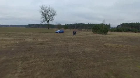 Flying backwards on the meadow Stock Footage 99118950