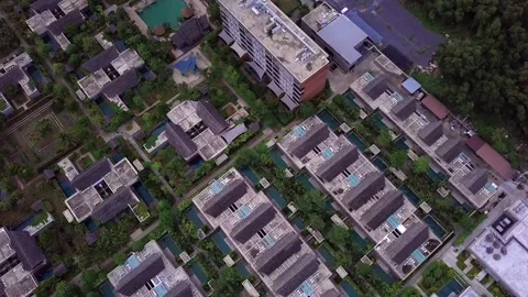 Flying backwards over hotel near beach in Phuket Thailand. Thailand 4K Stock Footage 161067960