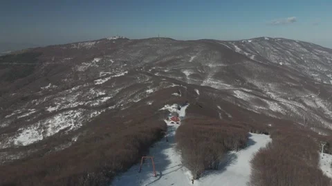 Flying backwards over the Pelion Ski Centre, Greece Stock Footage 288709381