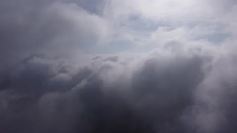 Flying backwards right in the middle of the Clouds, Clouds blocking View, Aerial 스톡 동영상 139315328