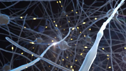 Flying backwards through nervous system between nerves and nerve synapses Video stock 248779267