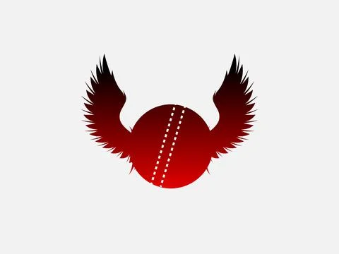 Flying ball design vector. Red color style logo with wings Stock Illustration