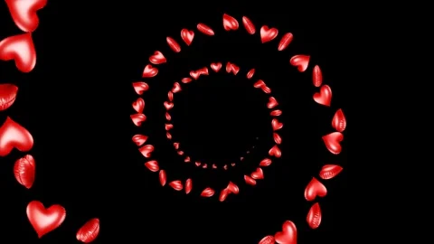 Flying BALLOON HEARTS Animation, 60 fps, Love Concept, Loop, with Alpha Matte Stock Footage 247106914