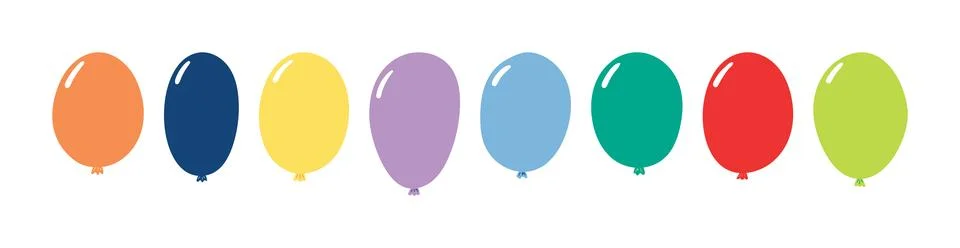 Flying balloon illustrations set, isolated Illustrazione stock