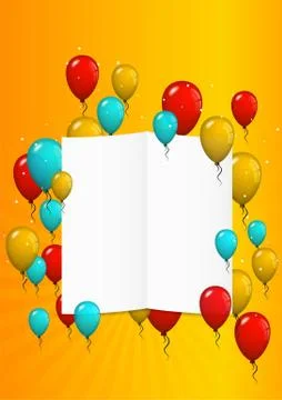 Flying balloons with blank papers Stock Illustration