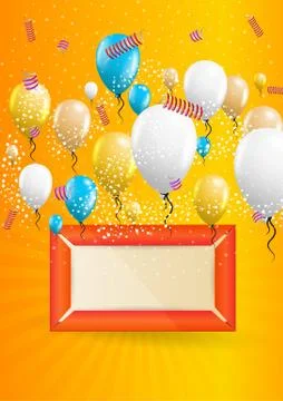 Flying balloons with blank papers Stock Illustration