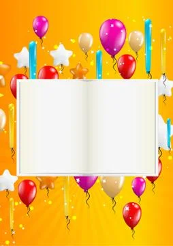 Flying balloons with blank papers Stock Illustration