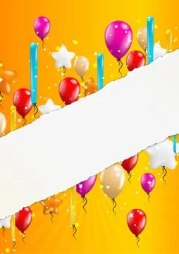 Flying balloons with blank papers Stock Illustration