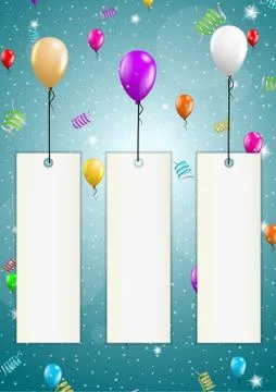 Flying balloons with blank papers イラスト素材