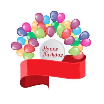 Flying balloons border with circle empty space for your text or design. Illustrazione stock