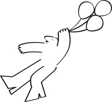 Flying with Balloons Illustration Stock Illustration