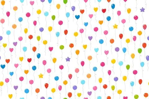 Flying balloons seamless pattern patterned colorful balloon celebration endless Stock Illustration