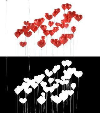 Flying balloons in the shape of a heart. Ilustração Stock