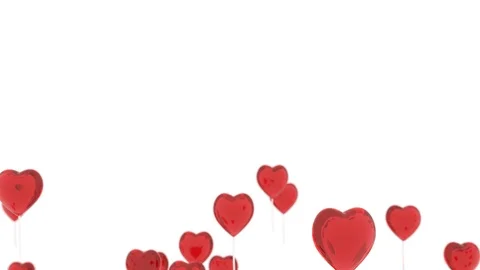 Flying balloons in the shape of a heart. Romantic background for valentine's day Stock Footage 101367703