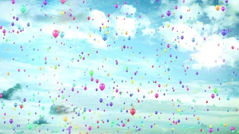 Flying Balloons in sky Stock Footage 77192825
