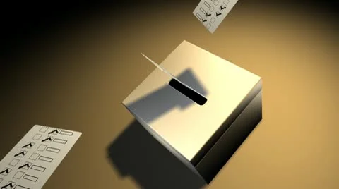 Flying Ballots into Ballot Box Stock Footage 9524571