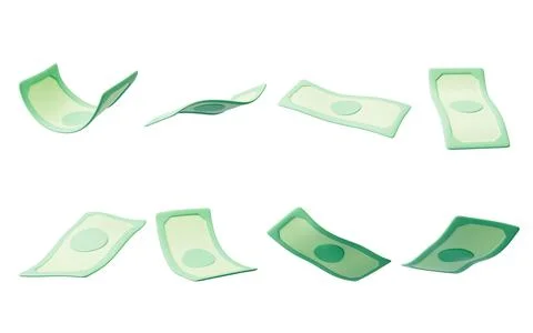 Flying banknotes with different shapes, 3d rendering. Stock Photos