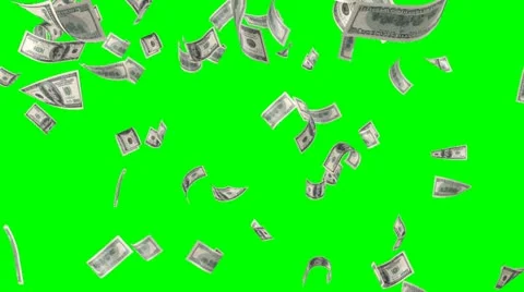 Flying banknotes of dollars. Isolated over green alpha Stock Footage 21083244