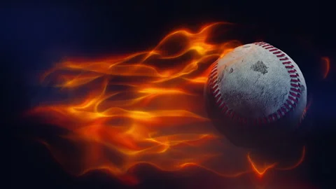 Flying Baseball On Fire Stock Footage 289844995