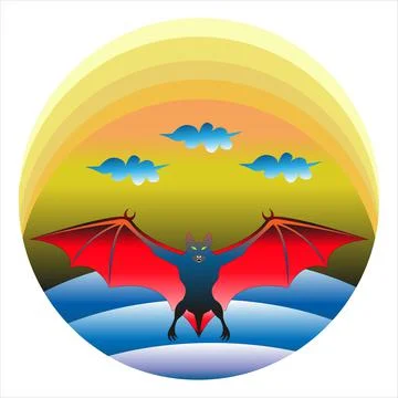Flying bat flat illustration vector illustration images Stock Illustration