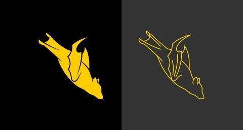 Flying bat graphic illustration in solid and outline styles with nocturnal .. Stock Illustration
