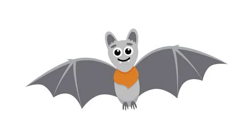 Flying bat. Jolly bat. Flat, cartoon, vector Stock Illustration