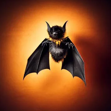 Flying bat with spread wings Stock Illustration