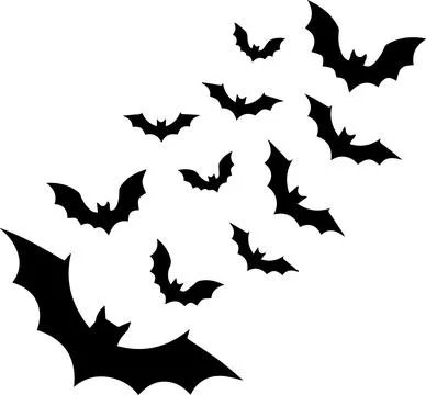 Flying bats, minimal simple vector illustration Stock Illustration