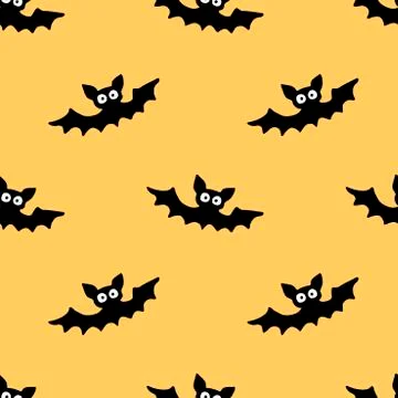 Flying bats seamless pattern. Cute Spooky vector Illustration. Halloween back Stock Illustration