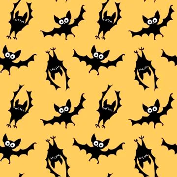 Flying bats seamless pattern. Cute Spooky vector Illustration. Halloween back Stock Illustration