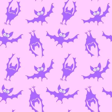 Flying bats seamless pattern. Cute Spooky vector Illustration. Halloween back Stock Illustration