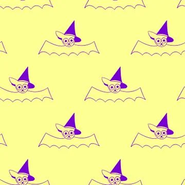 Flying bats seamless pattern. Cute outline vector illustration. Halloween bac Illustrazione stock