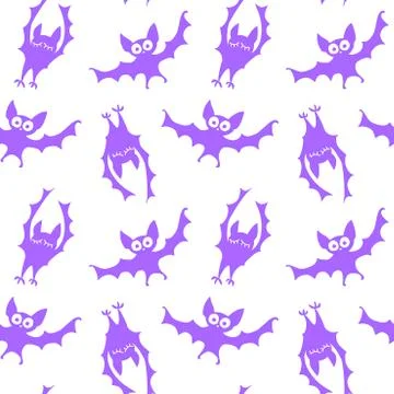 Flying bats seamless pattern. Cute Spooky vector Illustration. Halloween back Stock Illustration