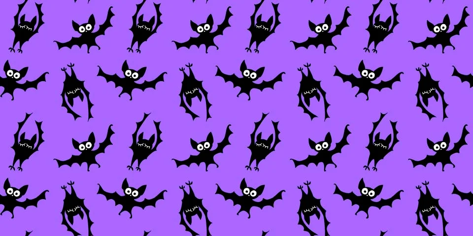 Flying bats seamless pattern. Cute Spooky vector Illustration. Halloween back Stock Illustration