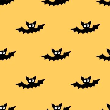 Flying bats seamless pattern. Cute Spooky vector Illustration. Halloween back Stock Illustration