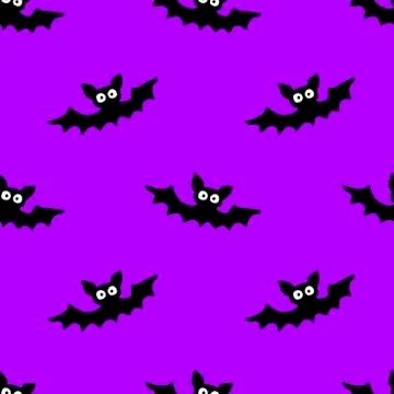 Flying bats seamless pattern. Cute Spooky vector Illustration. Halloween back Illustrazione stock