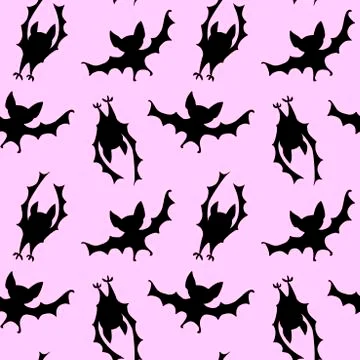Flying bats seamless pattern. Cute Spooky vector Illustration. Halloween back Illustrazione stock