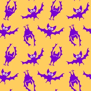 Flying bats seamless pattern. Cute Spooky vector Illustration. Halloween back Illustrazione stock