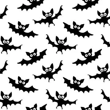 Flying bats seamless pattern. Cute Spooky vector Illustration. Halloween back Illustrazione stock