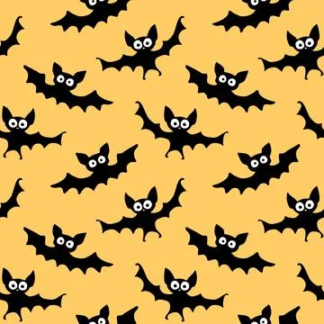 Flying bats seamless pattern. Cute Spooky vector Illustration. Halloween back Illustrazione stock