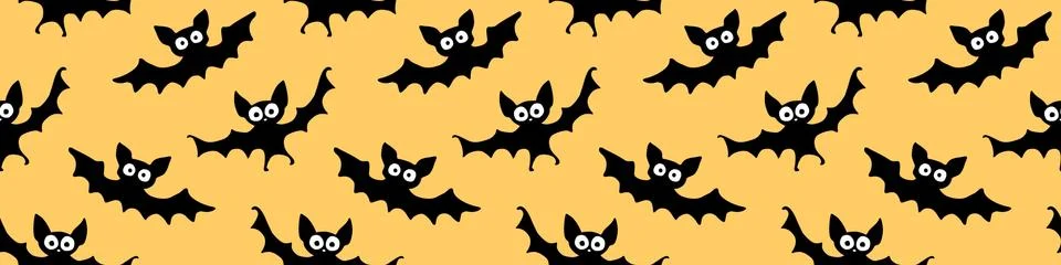 Flying bats seamless pattern. Cute Spooky vector Illustration. Halloween back Stock Illustration
