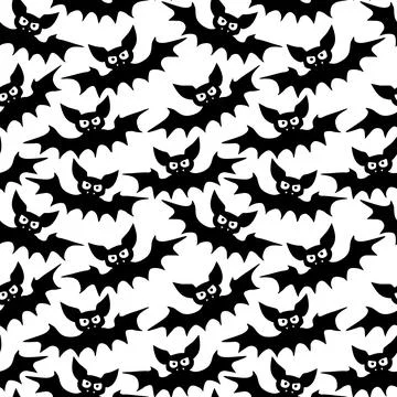 Flying bats seamless pattern. Cute Spooky vector Illustration. Halloween back Illustrazione stock