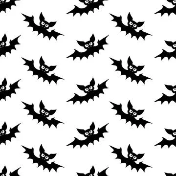 Flying bats seamless pattern. Cute Spooky vector Illustration. Halloween back Stockillustratie
