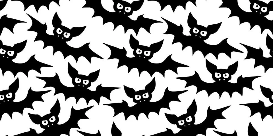 Flying bats seamless pattern. Cute Spooky vector Illustration. Halloween back 스톡 일러스트