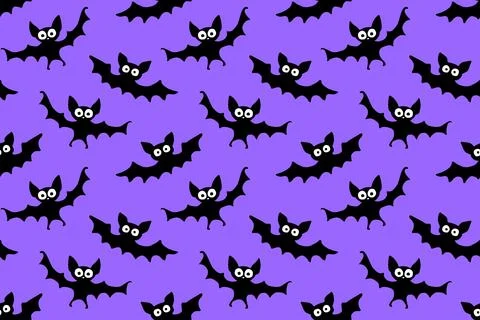 Flying bats seamless pattern. Cute Spooky vector Illustration. Halloween back Stock Illustration