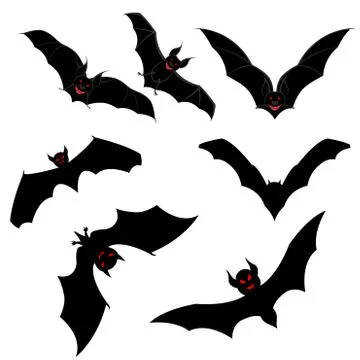 Flying Bats Set Illustrazione stock