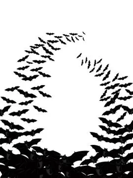 Flying bats silhouettes Stock Illustration