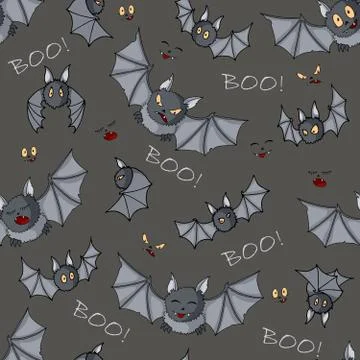Flying bats vector Halloween seamless pattern. Background for party poster イラスト素材
