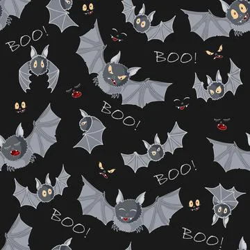 Flying bats vector Halloween seamless pattern. Background for party poster 스톡 일러스트
