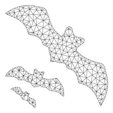 Flying Bats Vector Mesh 2D Model Stock Illustration